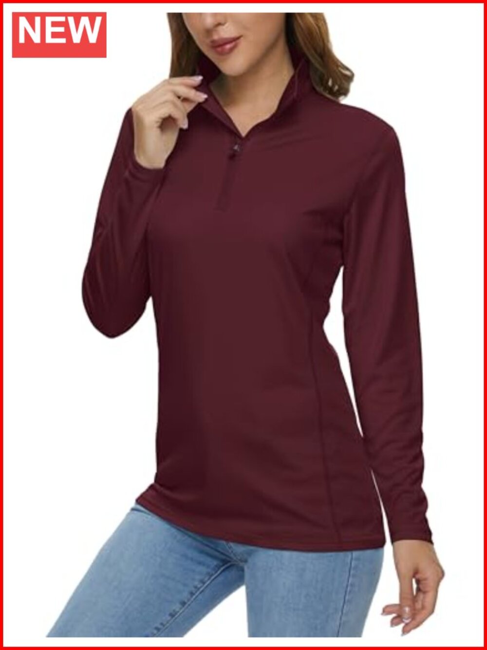 Womens Long Sleeve Quarter Zip UPF 50+ Golf Shirt Rash Guard Quick Dry Active